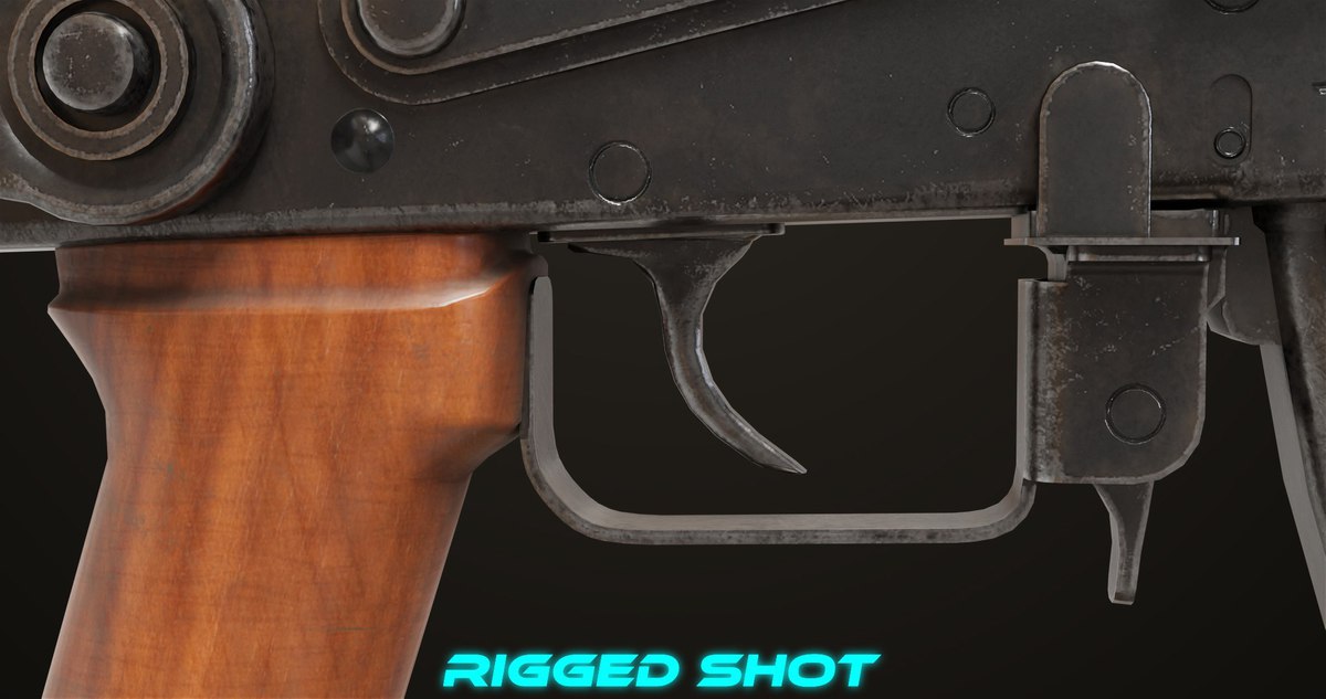 AKMS Light Machine Gun 10 Wood URP HDRP Texture