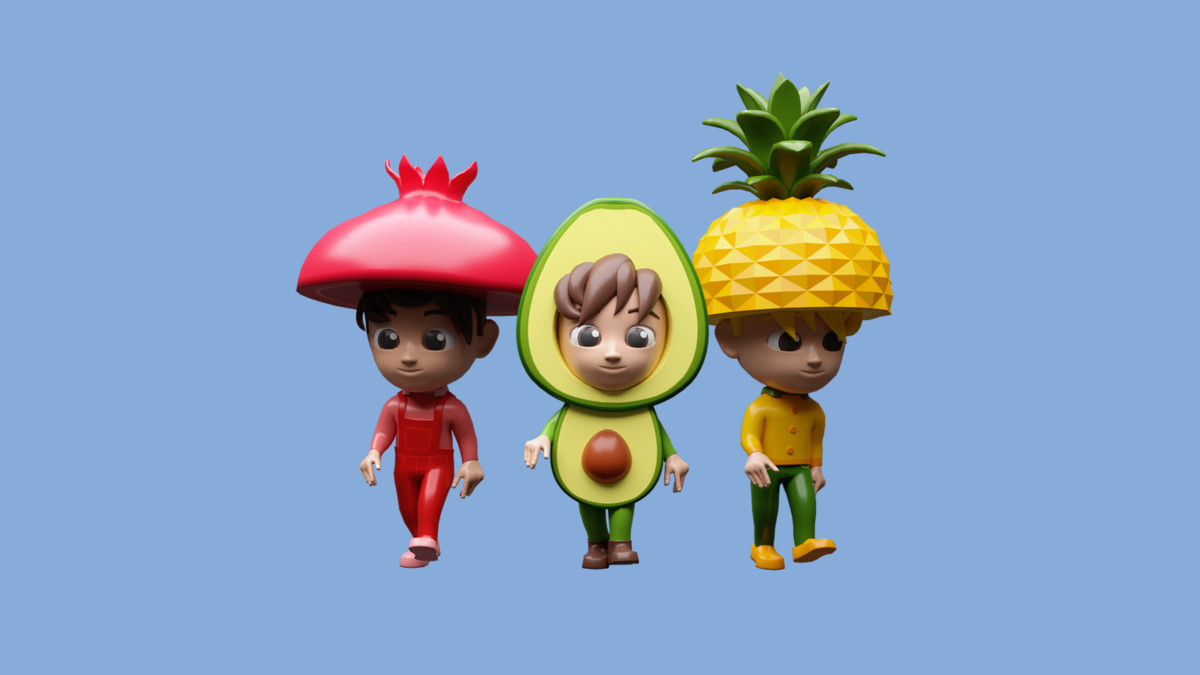 Cartoon kids 3 03 in fruit costumes