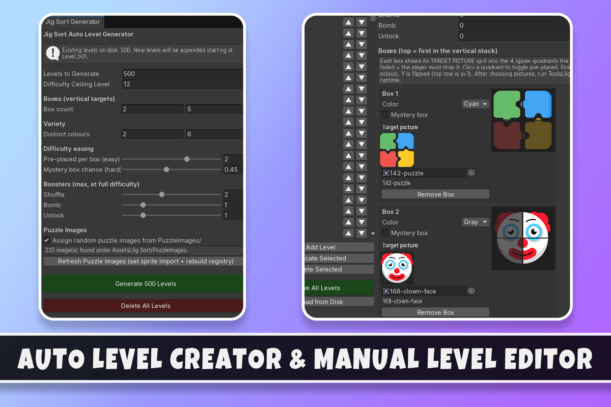 Jig Sort | Puzzle Template + Level Editors