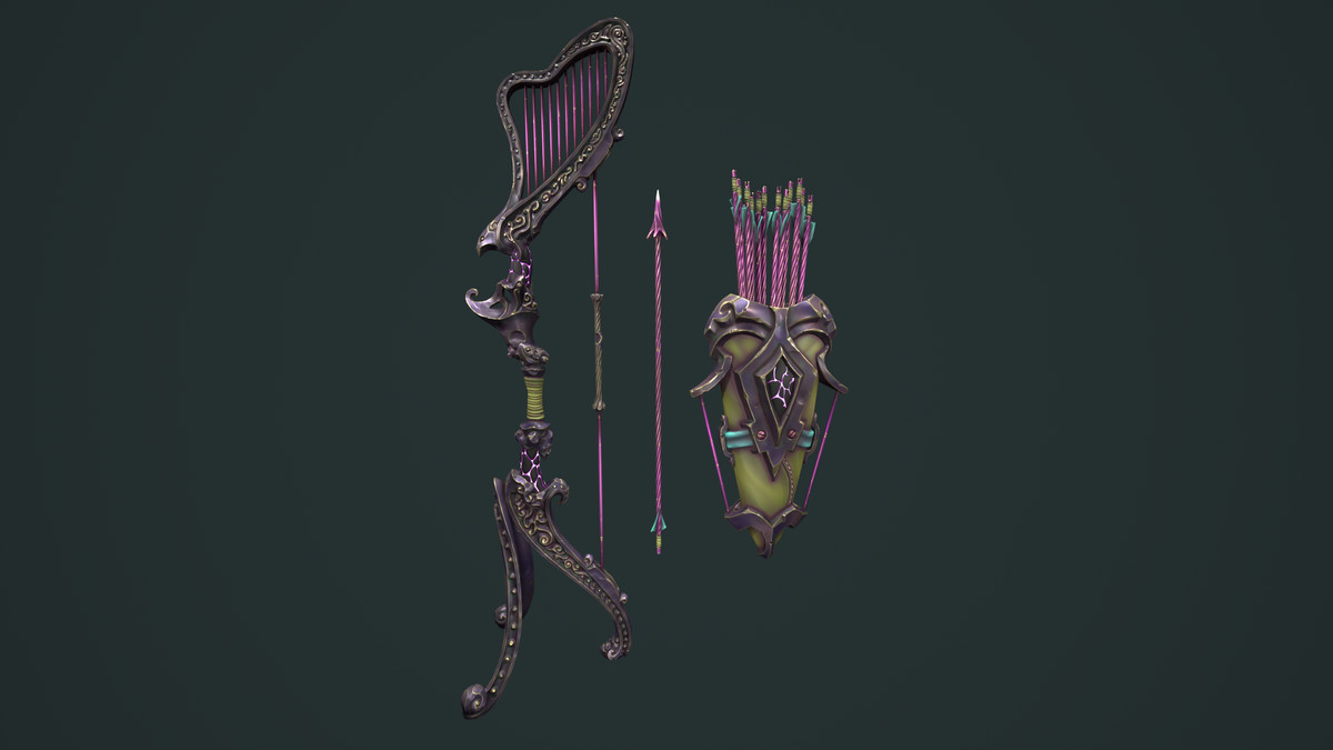 Harp bow quiver arrow
