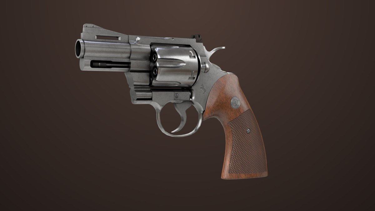 Revolver 05 Small Silver with Bullet URP HDRP Textures