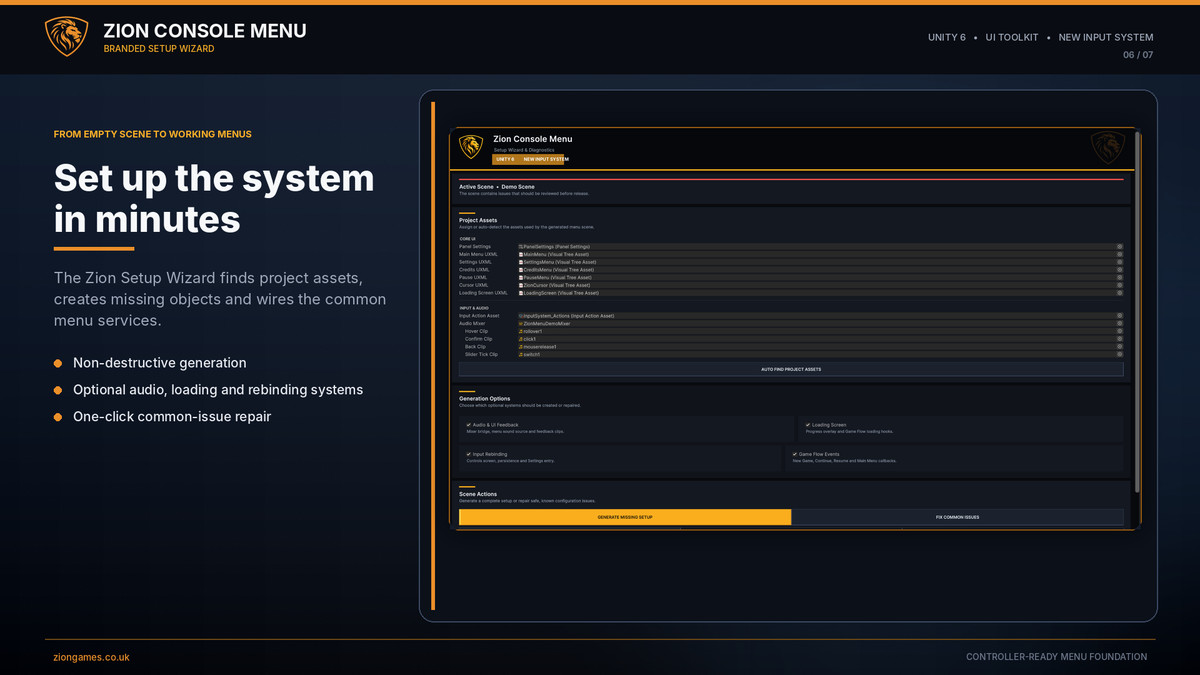 Zion Console Menu