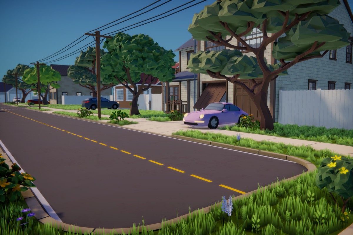 Low Poly Cartoon House Interior & Exterior