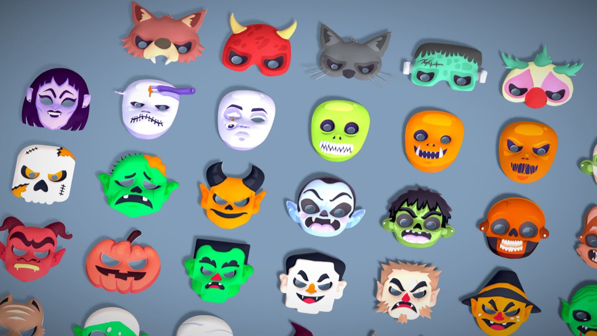 73 Halloween Masks Pack – Toon Horror Ghosts Evil Fantasy Collection