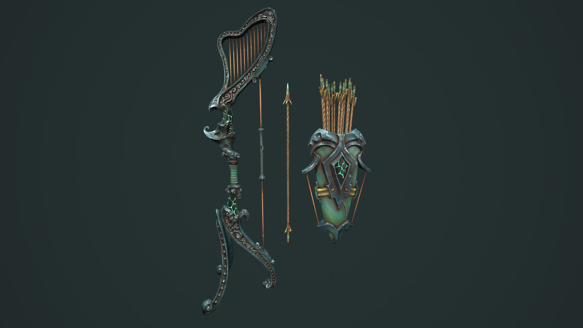 Harp bow quiver arrow