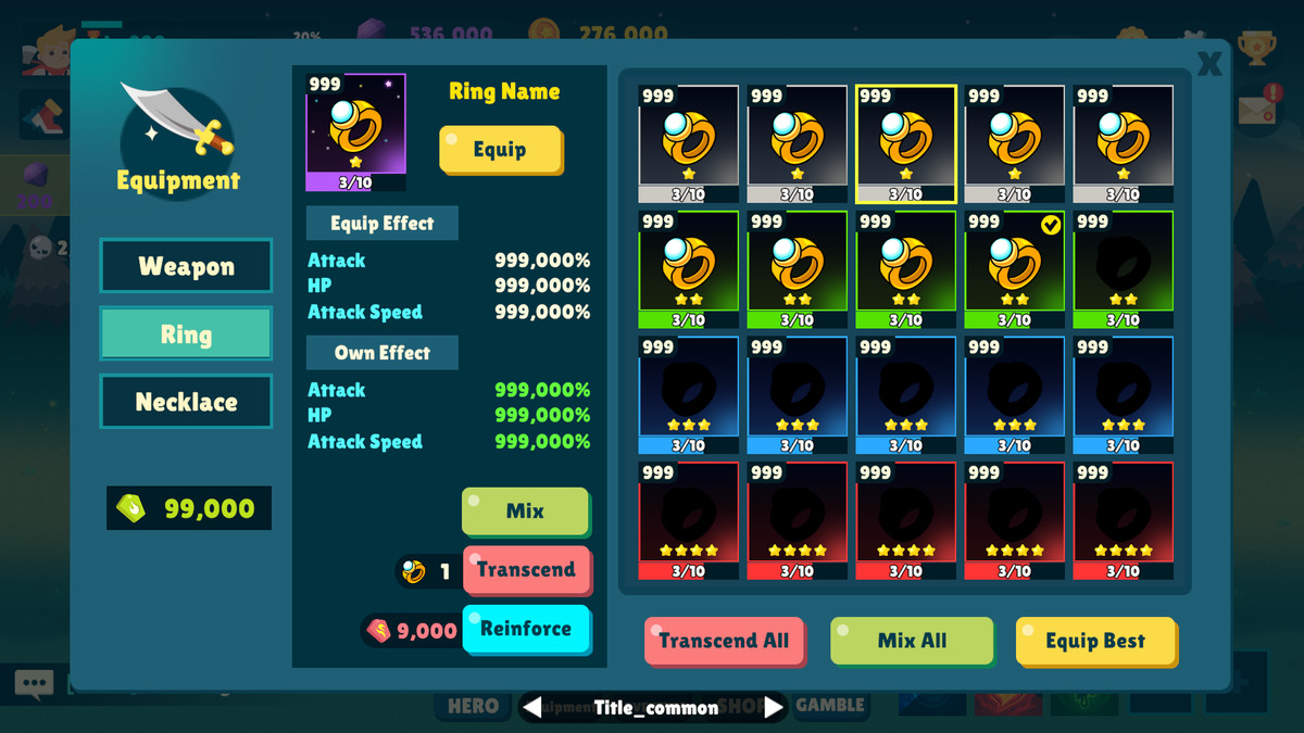 Idle Game Horizontal UI Kit