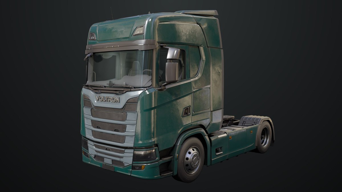 Heavy Truck Chassis 06 Interior Blue and Green URP HDRP Textures