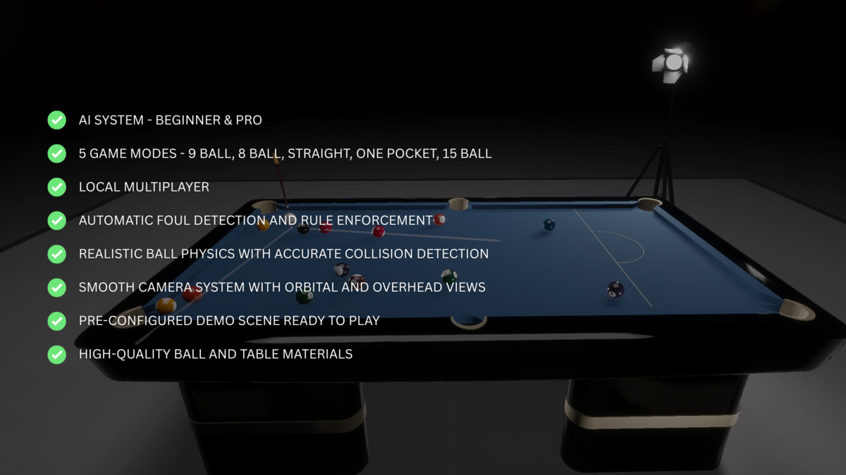 Billiards Engine 2.0 | AI + HDRP | Grown Assets