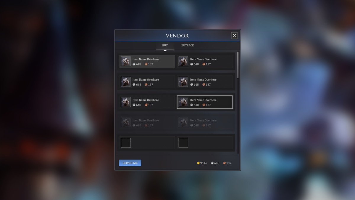 RPG & MMO One - PC and Mobile UI