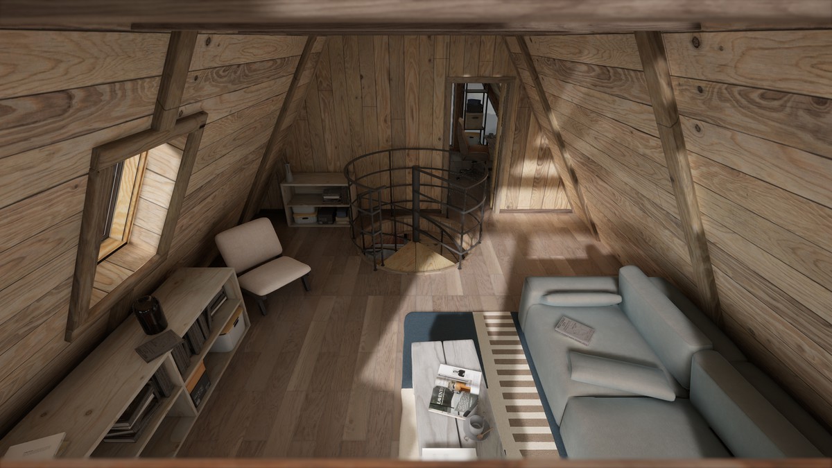 Modular A-frame House (Interior and exterior) A-frame Cabin Wooden