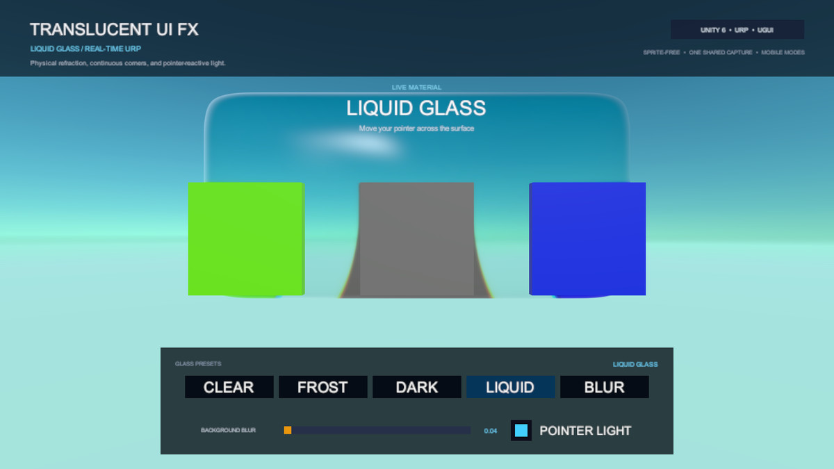 Translucent UI FX: Liquid Glass & Smart Fusion for URP