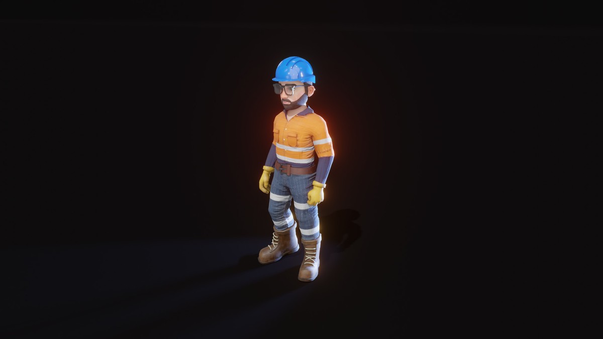 Stylized Male Worker 3D Model – Animated & Customizable (Game-Ready, Built-In)
