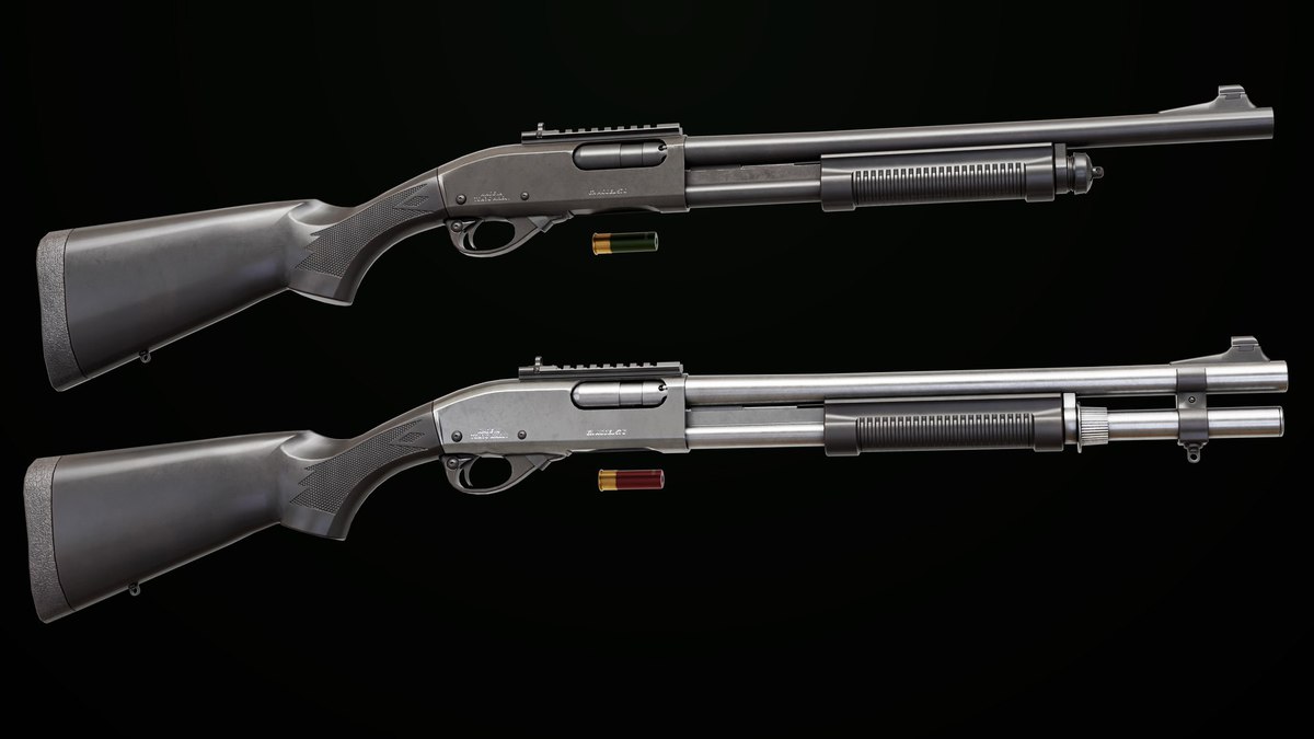Long Shotgun 01 Black And Silver Single Mat URP HDRP Textures