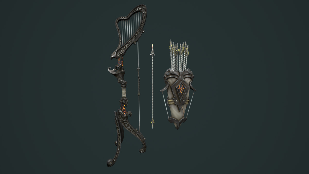 Harp bow quiver arrow
