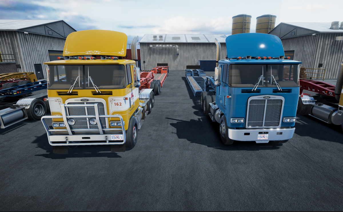 80s Cabover Truck with lowboy trailer