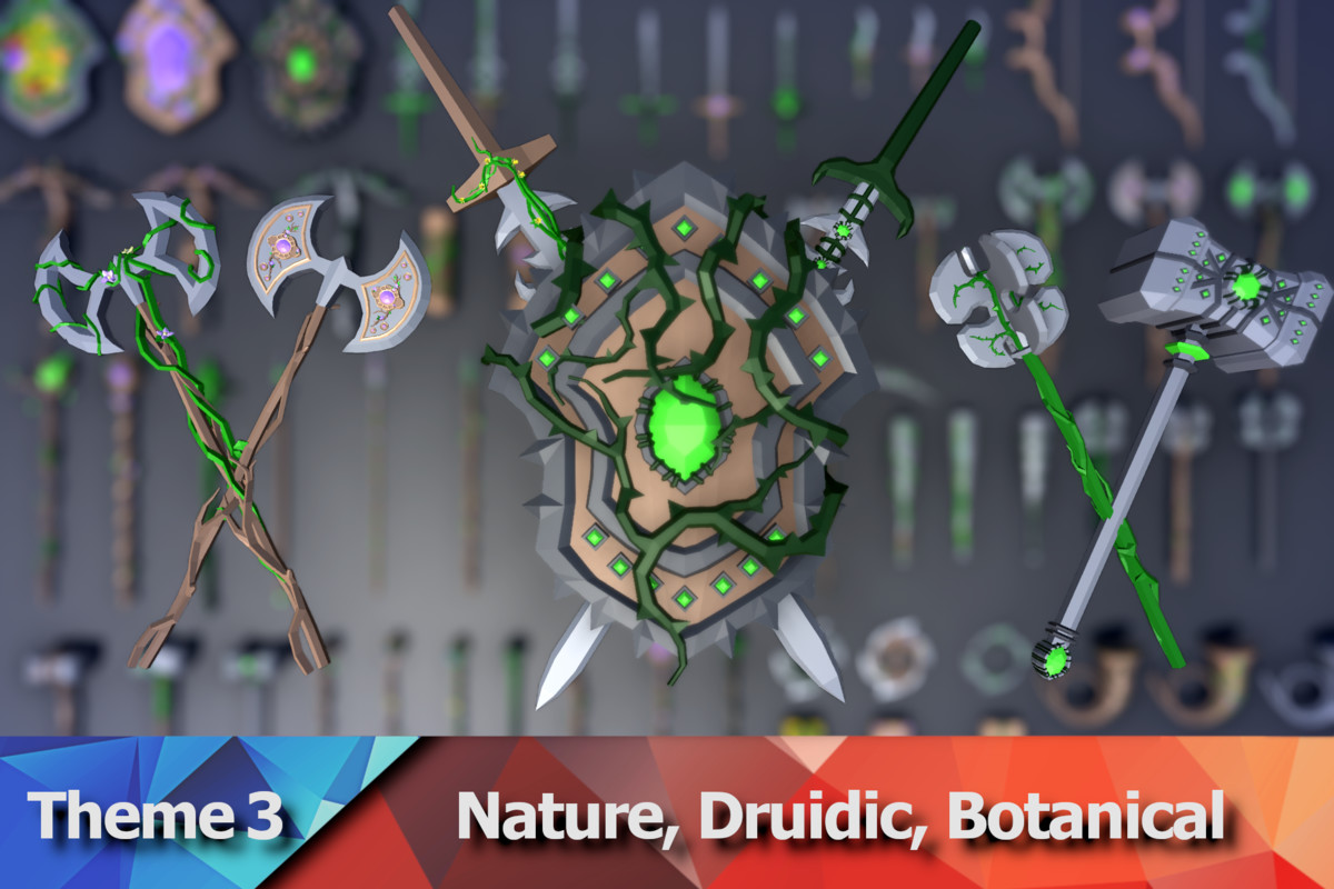 900 Low Poly Fantasy RPG Weapons - Ultimate 3D Pack