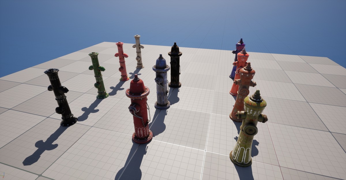 Fire Hydrants Pack 3 Low Poly PBR Models with LODs 11 Variations