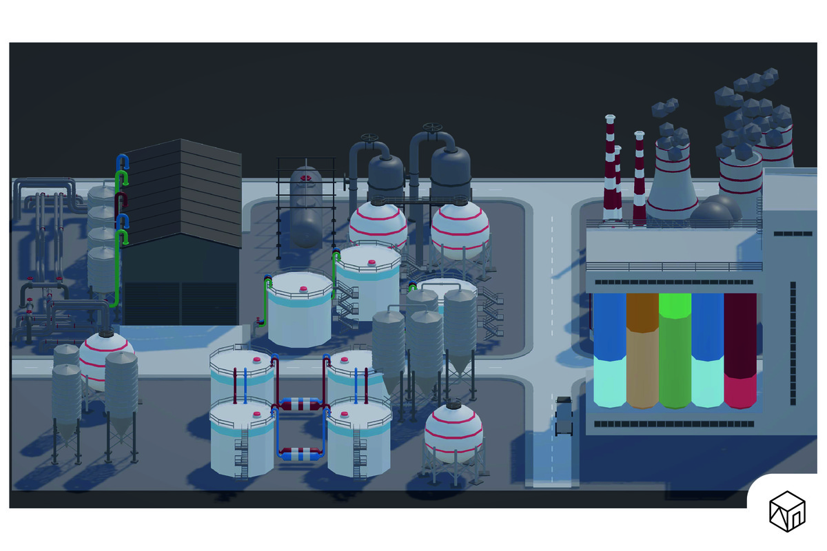 3D Low Poly Industrial Kitbash