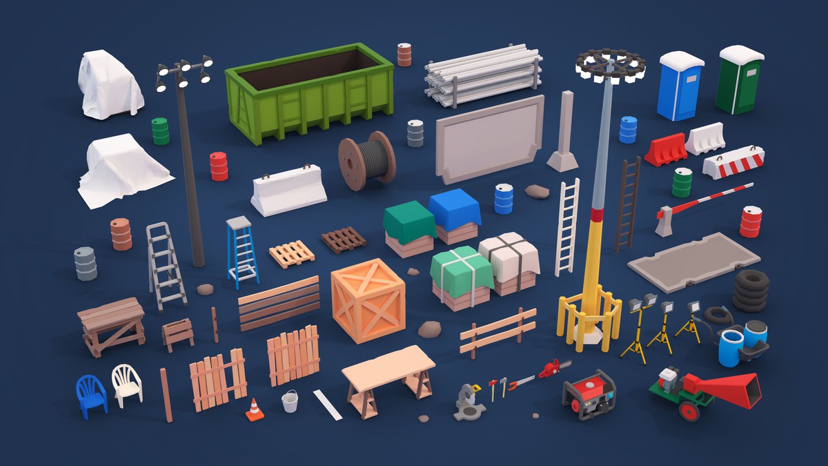 Logging Facility - Low Poly 3D Models Pack