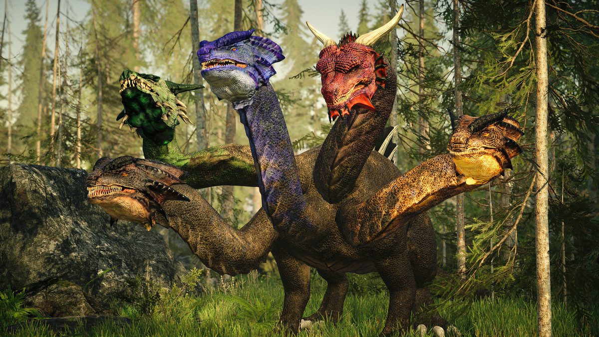 Hydra - Dragon with 5 Heads - Fantasy RPG Monster Character