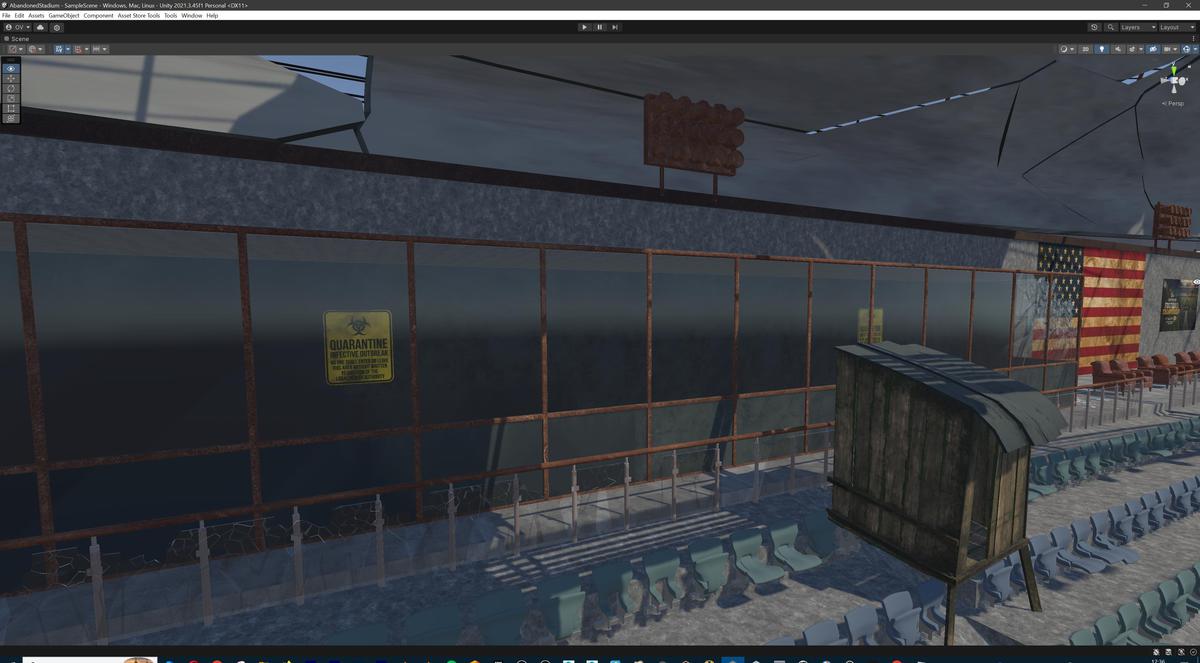 Abandoned Post-Apocalyptic Football Stadium - Modular Environment 3d Level