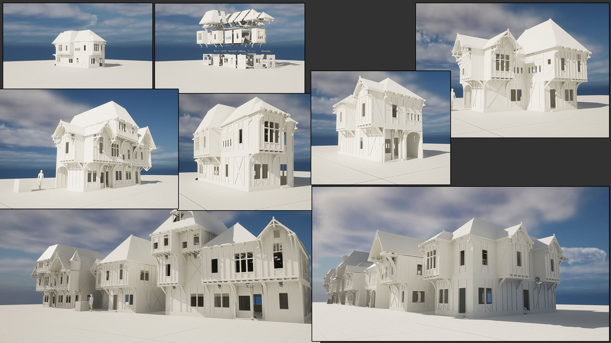 Tileable Medieval Corbelled House / Blockmesh for ingame engines