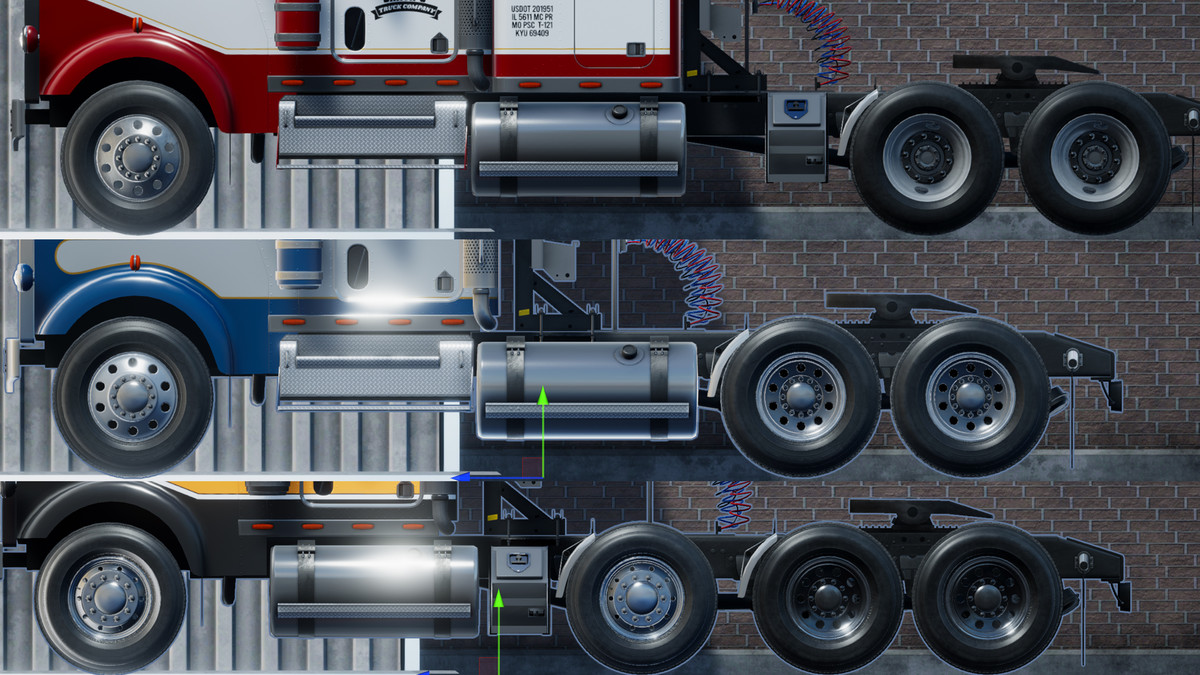 80s Semitruck dropdeck trailer