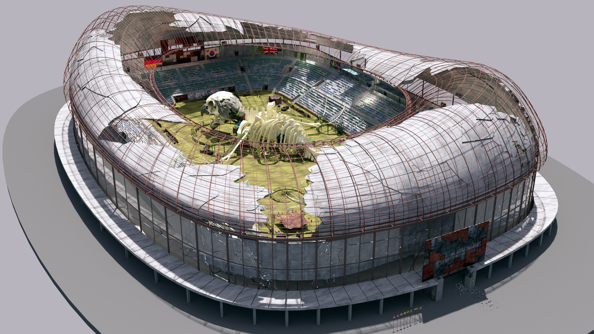 Abandoned Post-Apocalyptic Football Stadium - Modular Environment 3d Level