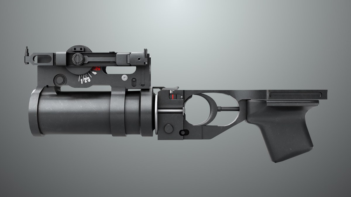 6 Grenade Launcher Black URP HDRP Textures