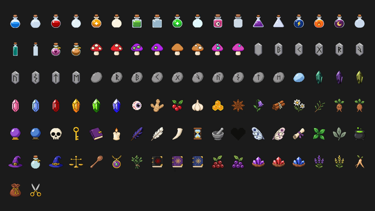 Witch Shop – Pixel Art Item Icons