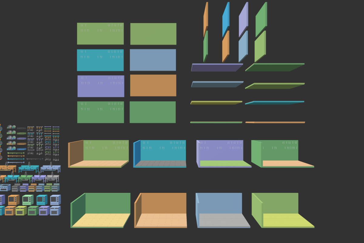 Cute Low Poly Kitchen Pack - Colorful Interior Props