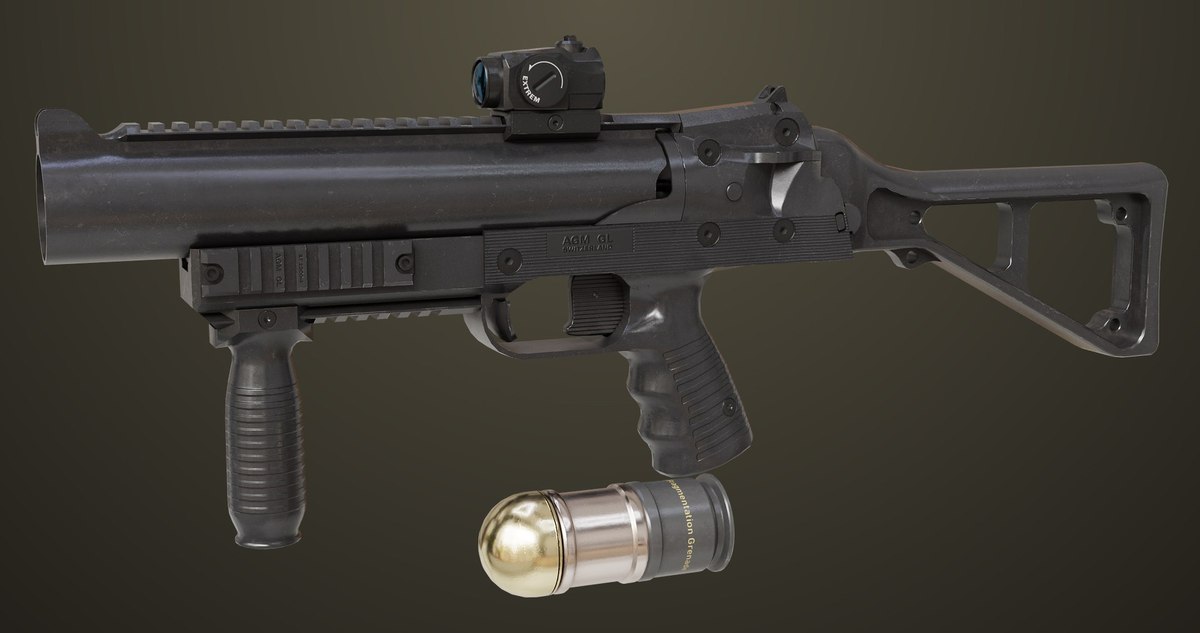 6 Grenade Launcher Black URP HDRP Textures