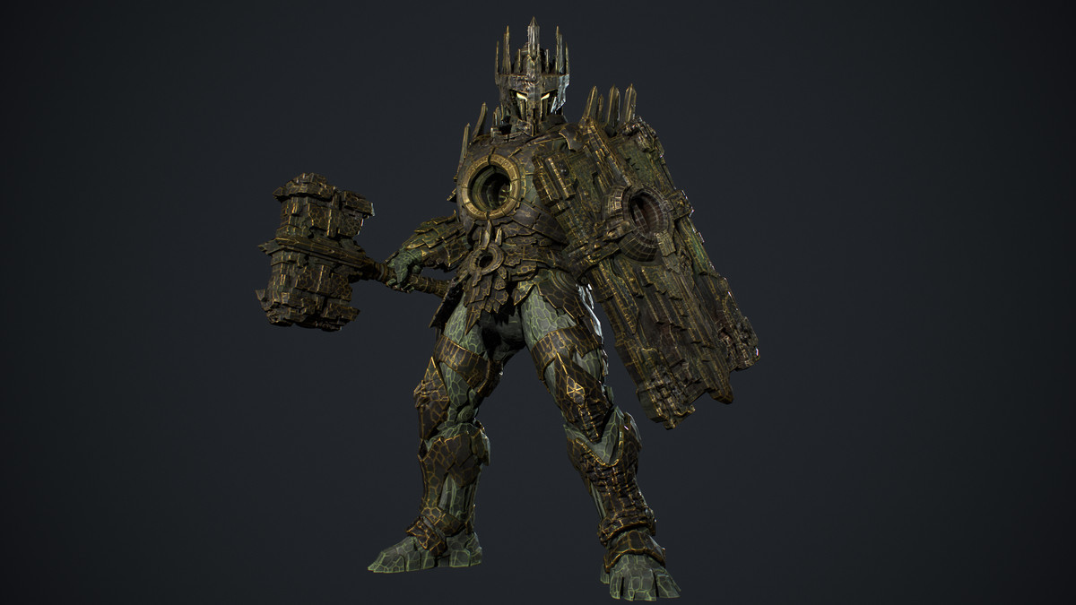 Armored Stone Golem - Dark Fantasy Boss