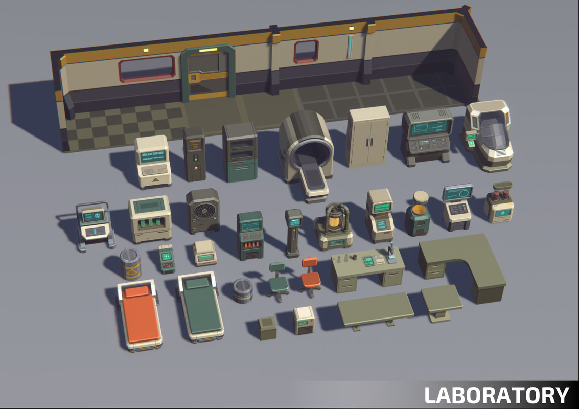 Low Poly Sci-Fi 3-Pack Bundle - Retro Style