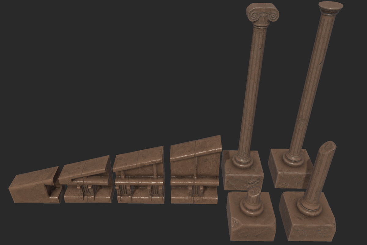Ancient Roman Temple & Rocks Pack-URP