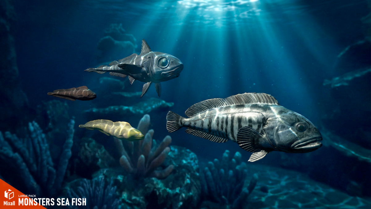 Monsters sea fish - large pack