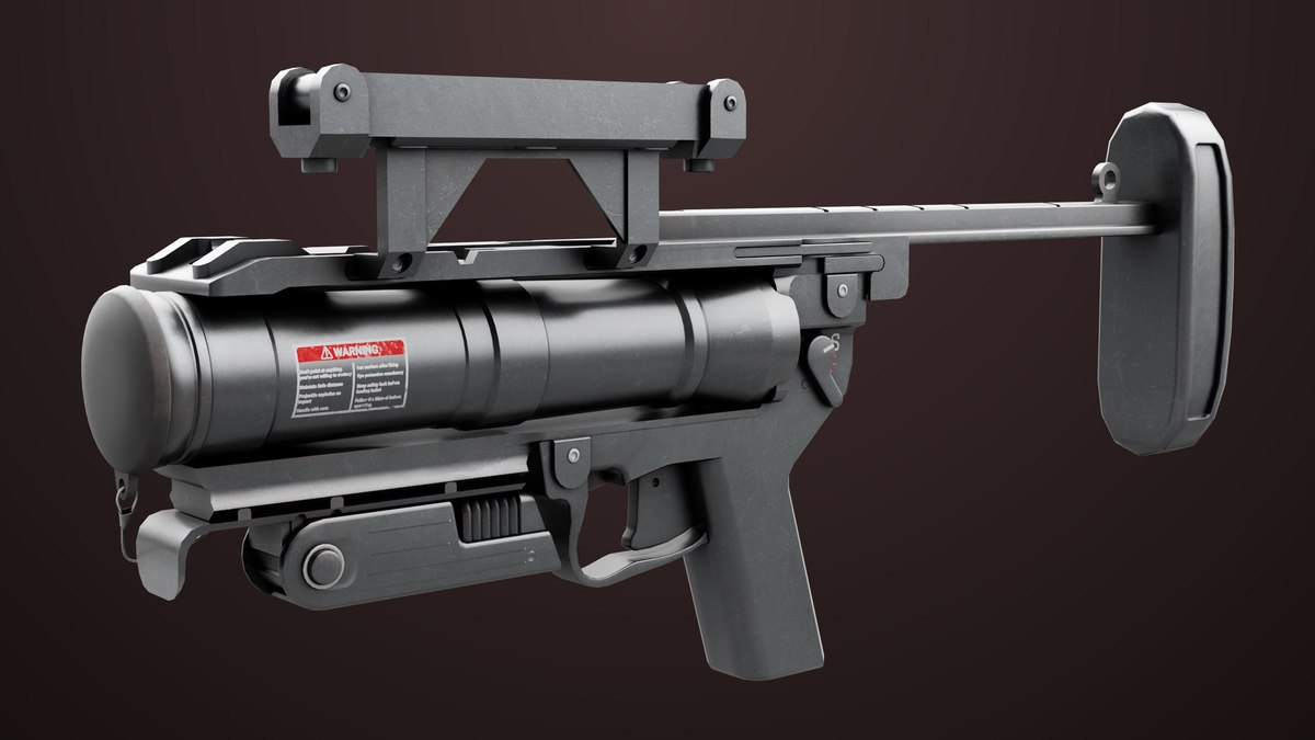 6 Grenade Launcher Black URP HDRP Textures