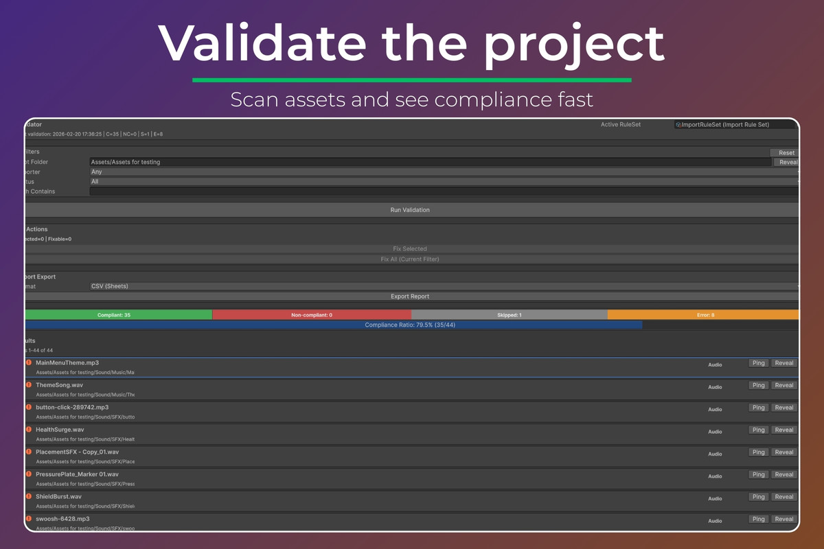 Import Settings Validator & Fix