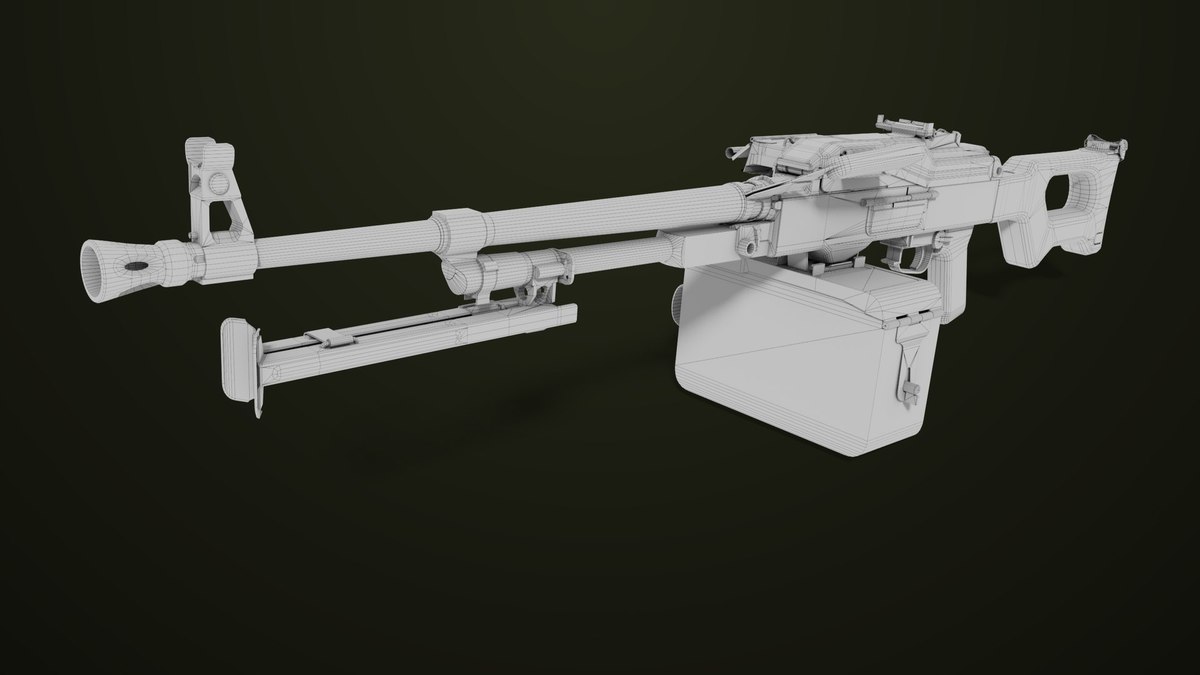 Machine Gun 11 Wood handle URP HDRP Textures