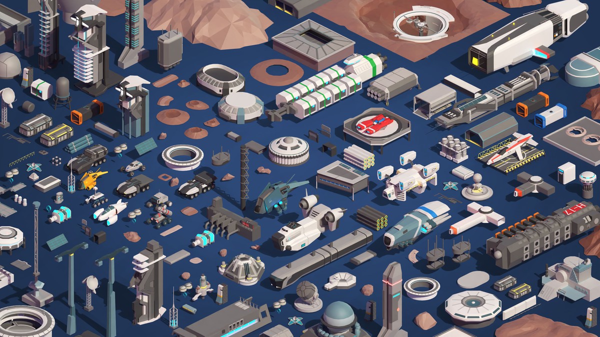 Mars Spaceport - Low Poly 3D Models Pack