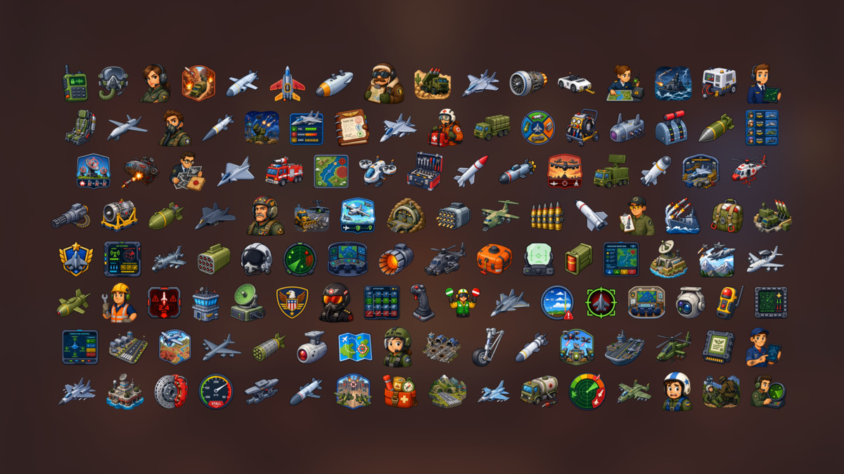 Air Force Aviation Radar Aircraft Combat Mission Icons Pack