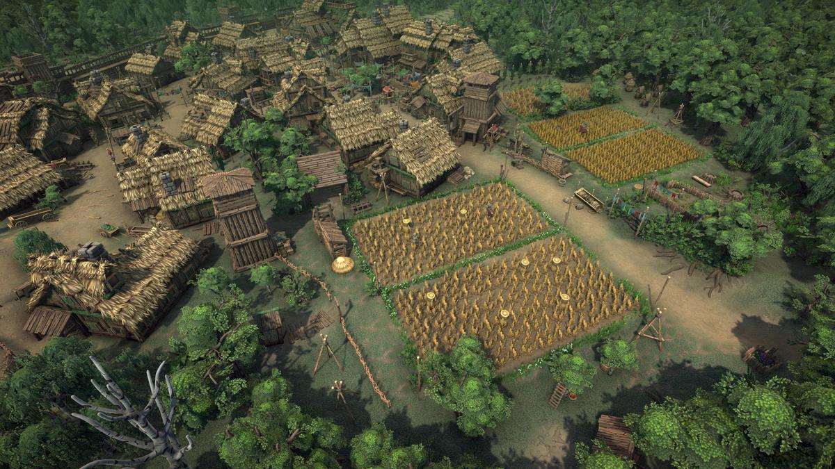 Stylized fantasy pagan village