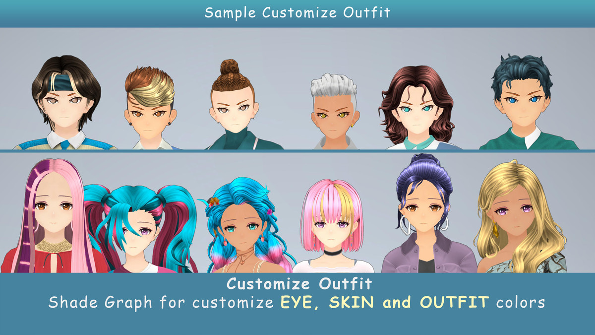 Anime Character Dancer - Combo 3 (12 outfits)