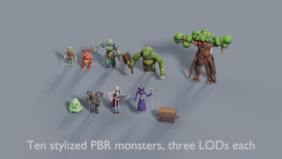 Dungeon Horde - 10 Stylized Rigged Fantasy Monsters with PBR and LODs