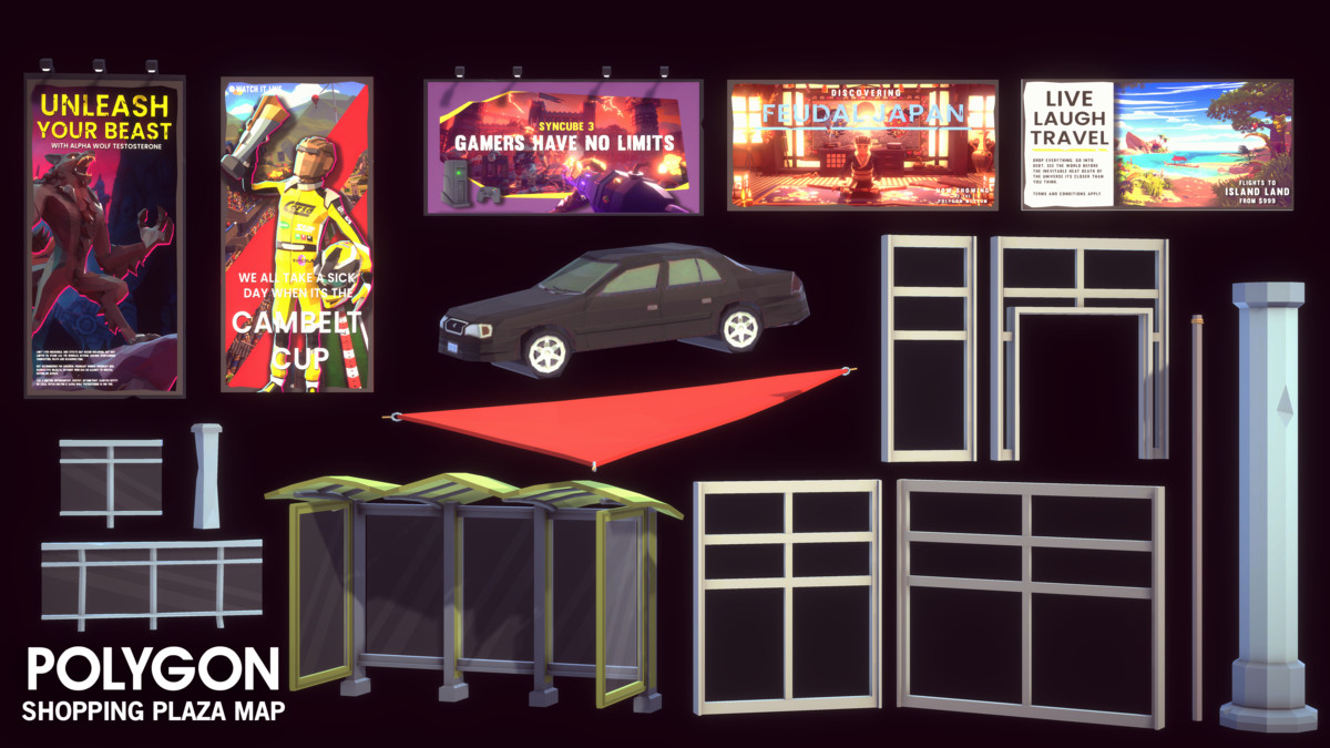POLYGON - Shopping Plaza Map - Art by Synty