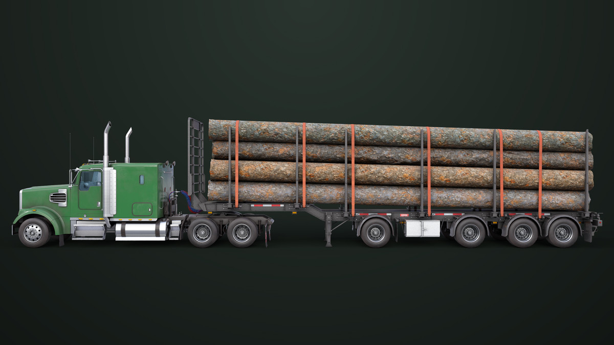 Truck 07 Log Trailer Green Version URP HDRP Textures