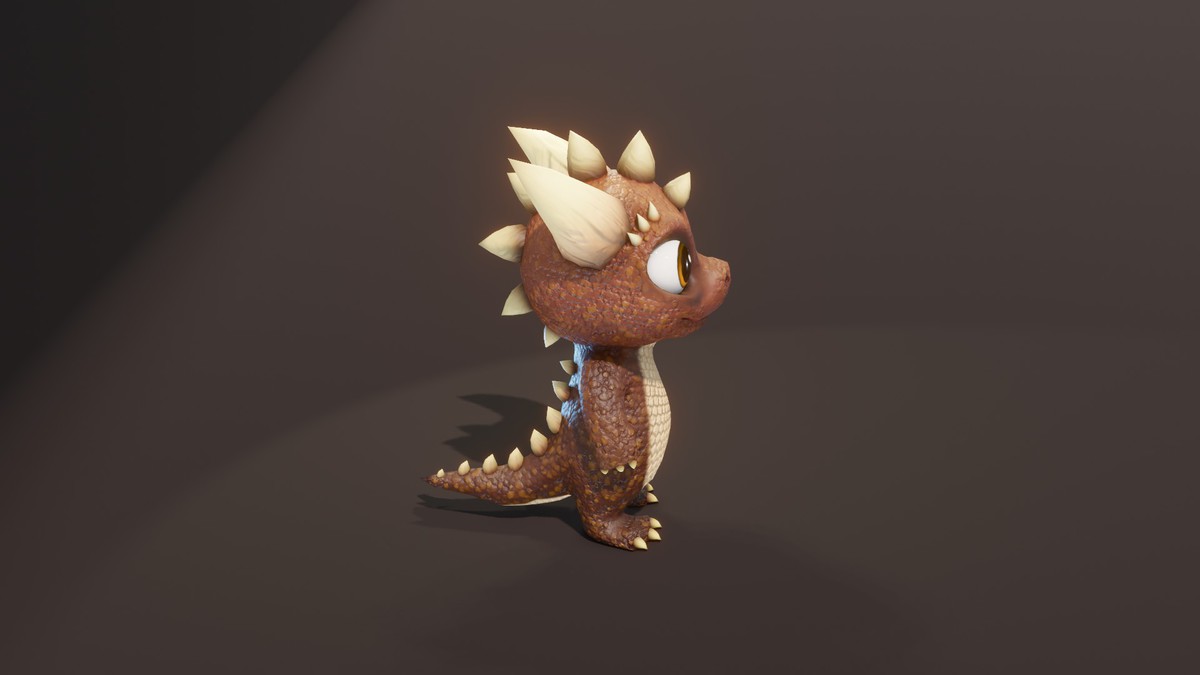 Cartoon Brown Dinosaur 3D Model – Animated Character