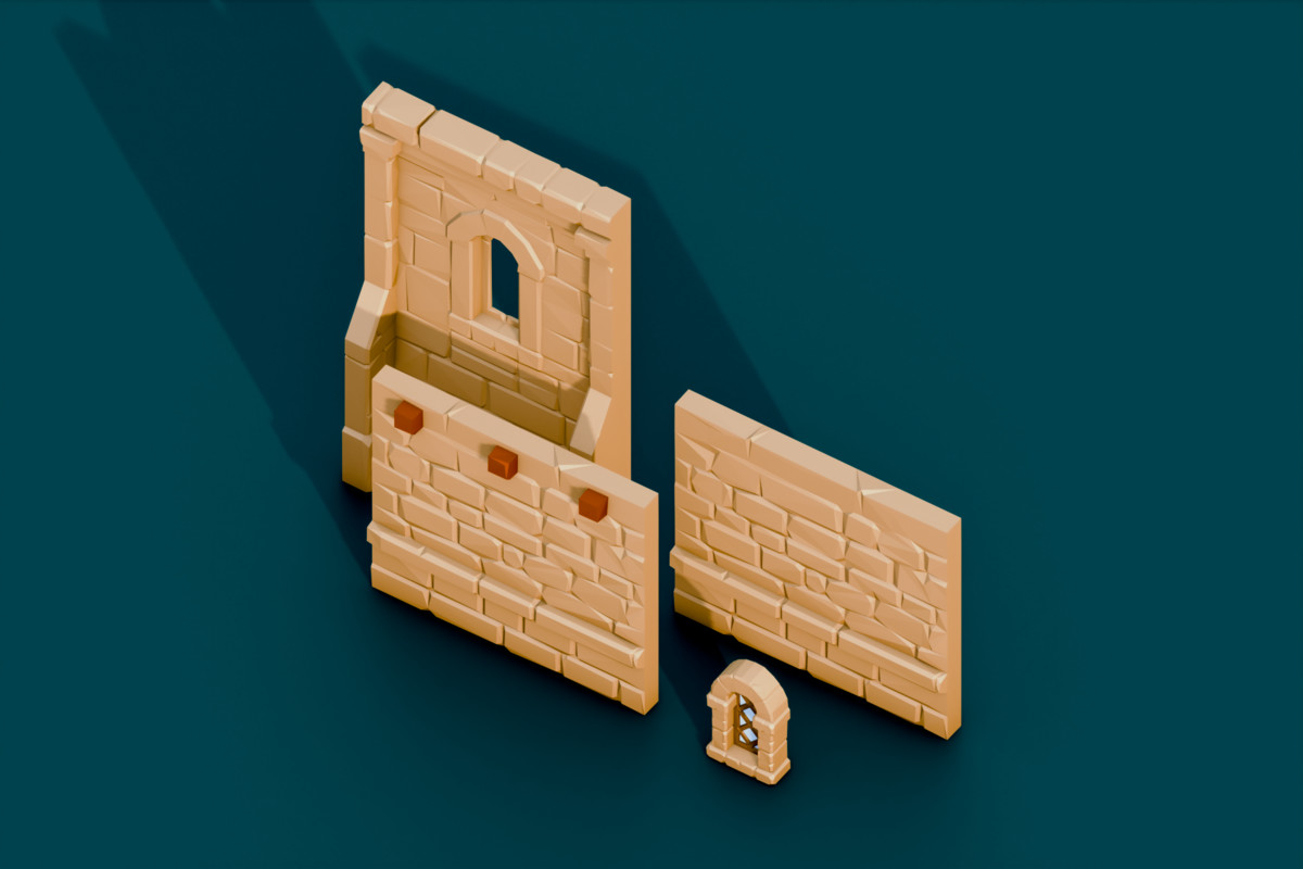Low Poly Modular Medieval Building Kit