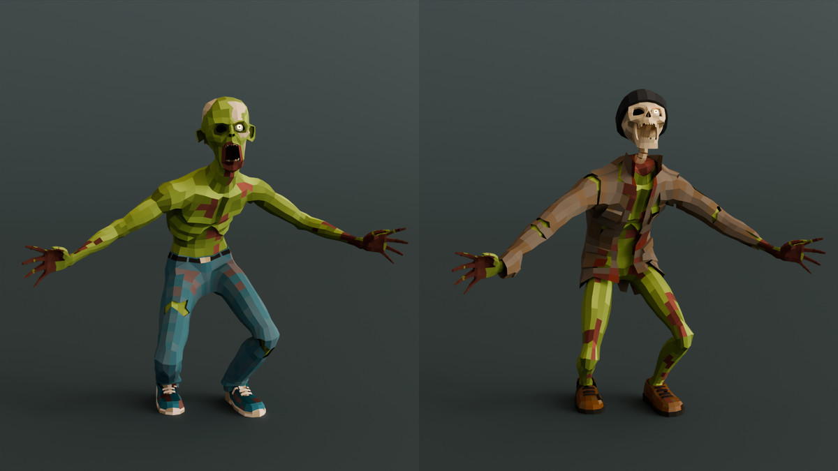 Zombie Man Modular Pack Low-Poly Stylized