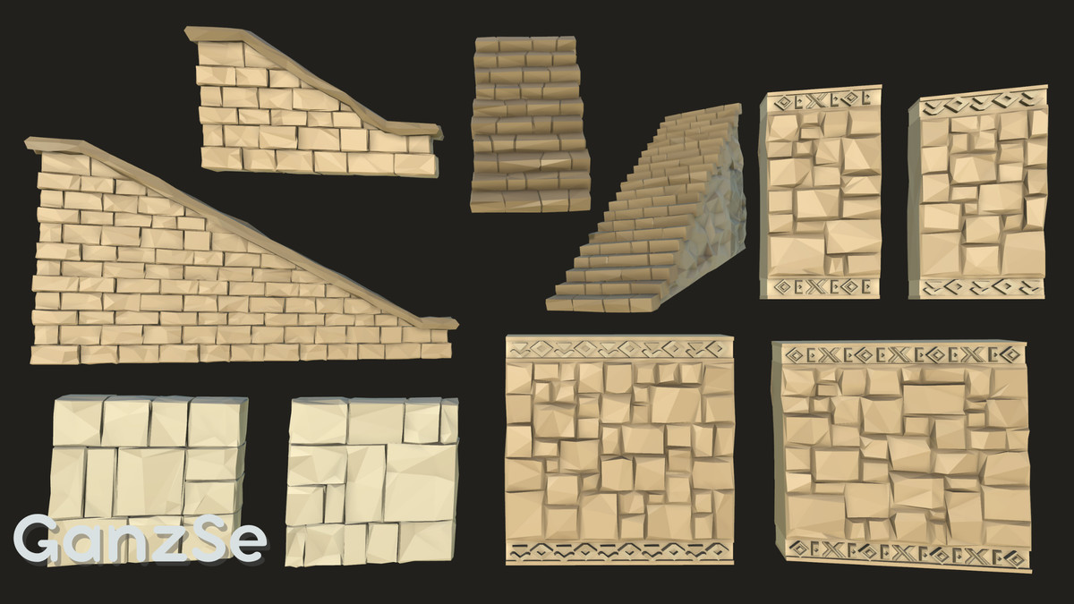 GanzSe Forgotten Hallowed Ruins - Modular Low Poly Environment